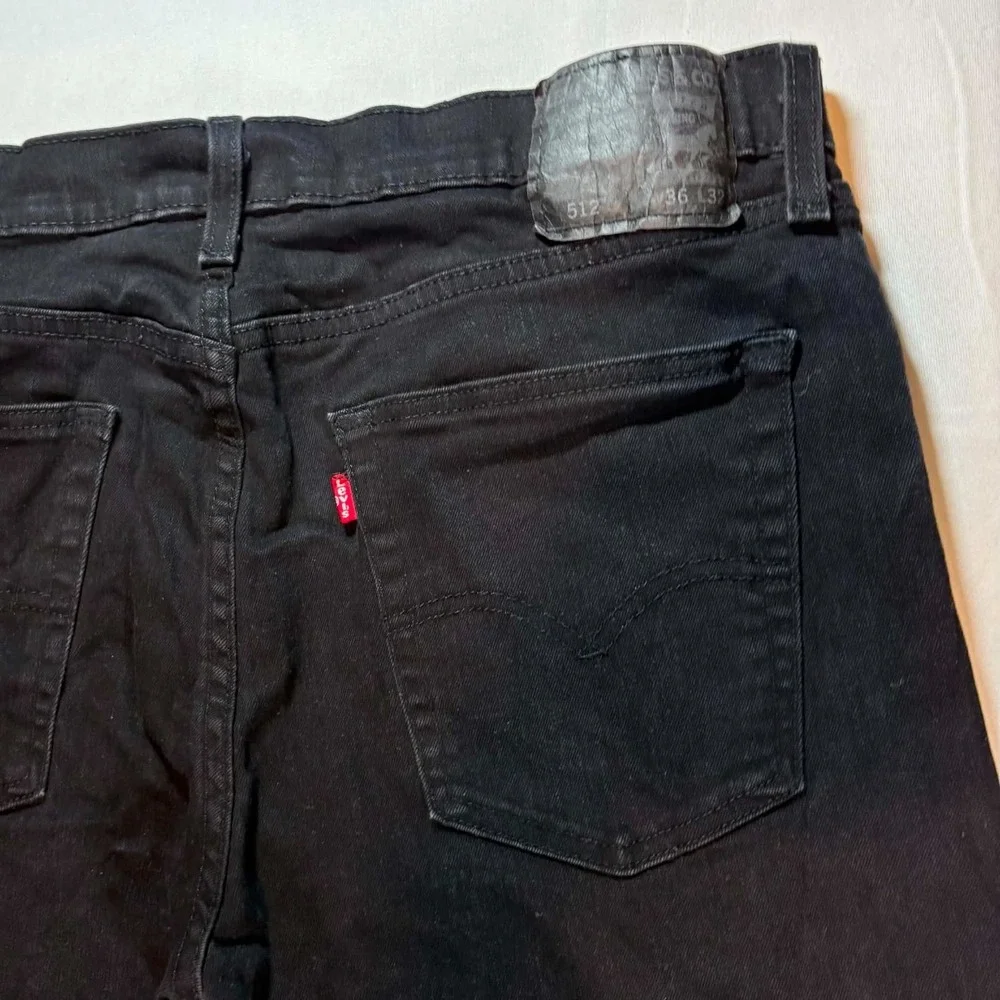 Levis 512 Mens Slim Taper Black Denim Jeans 36x32 W36 L32 Stretch Pants